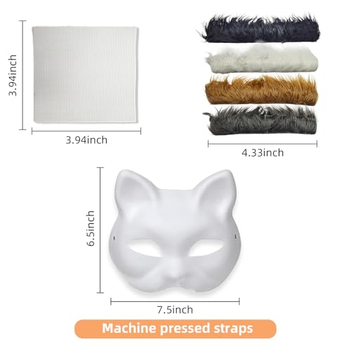 NOONEAU Therian Masks with Fur and Eye Mesh, 4-PCS Cat Therian Set for Kids' Arts & Crafts, DIY Ani