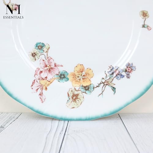 Image of NFI essentials 10 Inch Premium Ceramic Dinner Plate, Serving Plate for Main Course, Pasta, Rice, Salad & Meals, Dishwasher Safe Kitchen Dinner Plate