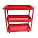 Tool Cart on Wheels, 3-Tier Heavy Duty Rolling Mechanic Cart with Lockable Casters, 450 lbs Capacity Steel Utility Service Cart for Garage, Workshop, Warehouse - Bright Red (Red)