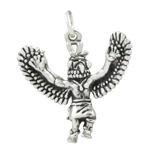 Native American Indian Eagle Dancer Kachina Doll 3D 925 Solid Sterling Silver Charm Pendant Bracelet Jewelry Making Supply