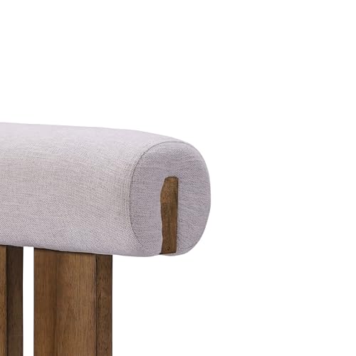 Merax Bar Stools Set of 2, Mid Century Upholstered Counter Height Chair in Rubber Wood Frame with Split-Back, 25.5 Inch Seat Height Barstools for Kitchen Islands Dining Room, Ivory+ Dark Walnut by Merax - Used condition - Image 9