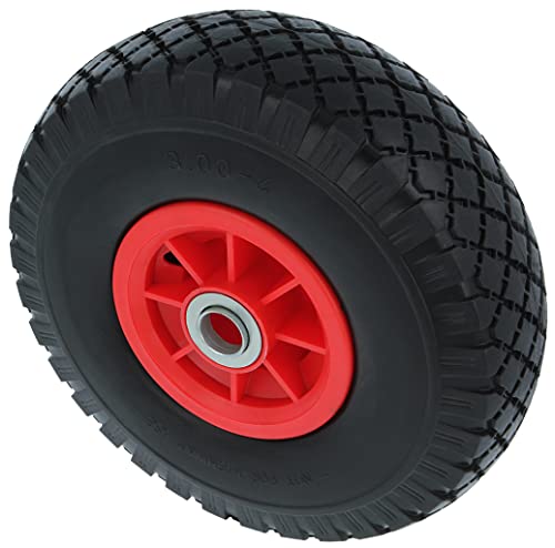 Amig - Rueda Neumática Impinchable para Carretillas o Carros de Almacén con Cámara de Aire, Llanta Termoplástica en Color Rojo y Rodamientos de Bolas - Diámetro Ø260 x 85 mm · Peso Máximo 80 kg
