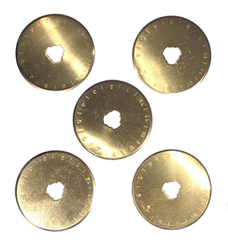 45 mm Rotary Cutter Blades Titanium Coated (5-Pack) Heavy-Duty Replacement Cutters | Fit Olfa, Fiskar and More