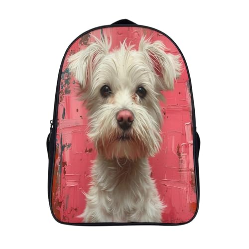 Sac à dos enfants White Dog imprimé 3D cartable scolaire garçon 40x28x16cm