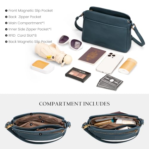 Image of befen Anti-theft Crossbody Bag for Women Genuine Leather, Small Cross Body Shoulder Handbags with RFID Card Slots