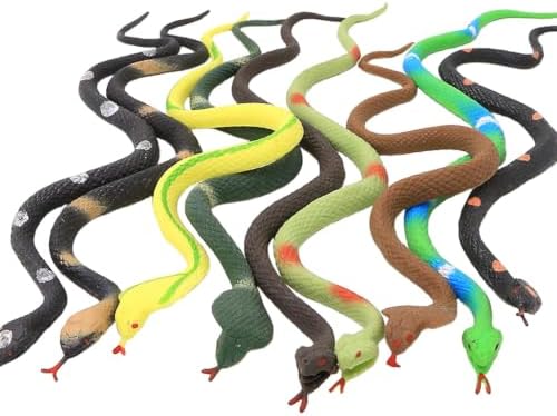 Yeonha Toys 9 Pc Realistic Rubber Snake Set, Waterproof Super Stretchy TPR Snake Figures, Bird & Bat Repellent Toy for Bathroom, Garden, Rainforest, Soft Touch image 5