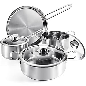 AMOTA TIO Kitchen Cookware Sets 7-Piece Induction Stainless Steel Pots and Pans Set Kitchenware Cooking Set with Lid…