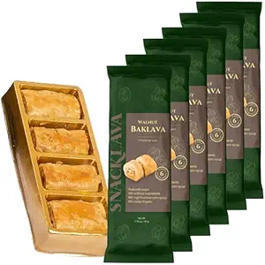 Snacklava Walnut Baklava - 6 Pack (24 Pieces) - No Artificial Ingredients, Colors or Preservatives - Premium Handmade Pastries
