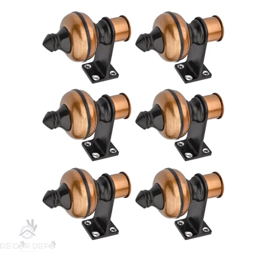 Image of Stylish Curtain Hooks /Curtain Knobs /Rod Rail Bracket for Home Copper Black Finish (6P, Copper Black)