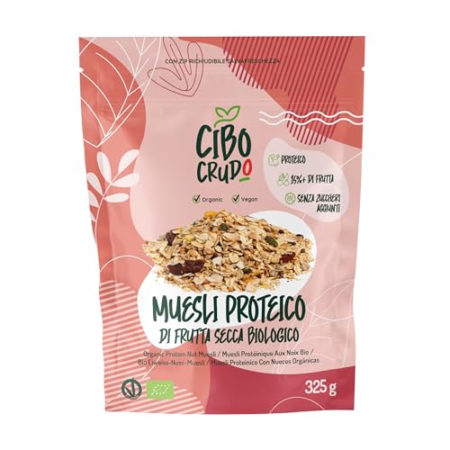 Muesli di Frutta Secca - 325g. Muesli con Fiocchi di Avena Segale e Scaglie di Cocco con Grani di Nocciole Semi di Zucca Anacardi Fave di Cacao in Pezzi Mandorle e Noci Pecan.