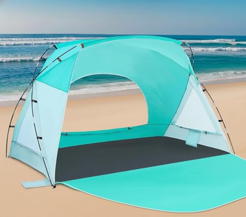 Beach Tent, Portable Sun Shelter for 2/3/4/6-8 Person with UPF 50+ UV Protection, Easy Setup Waterproof Beach Shade Canopy Cabana for Family Outdoor and Picnics, Fishing with Carrying Bag