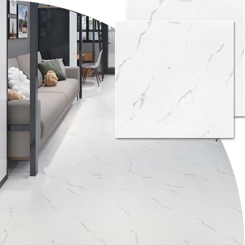 OMAYOU フロアタイル 大理石 クッションフロア 18枚約1畳分【30.4cm×30.4cm 厚手1.5mm】接着剤不要 貼るだけ 置くだけ 床材シートフロリングシート 土足 賃貸OK 防水 滑り止め 耐久性強 玄関 洗面所 店舗 廊下 玄関 DIY