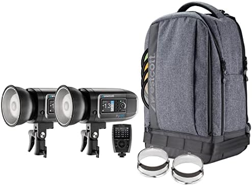 Westcott FJ400 Strobe 2-Light Backpack Kit with FJ-X3 M Universal Wireless Trigger Compatible with Most Camera Brands - 400Ws TTL HSS AC/DC Powered 480+ Full Power Flashes (US/CA Plug)