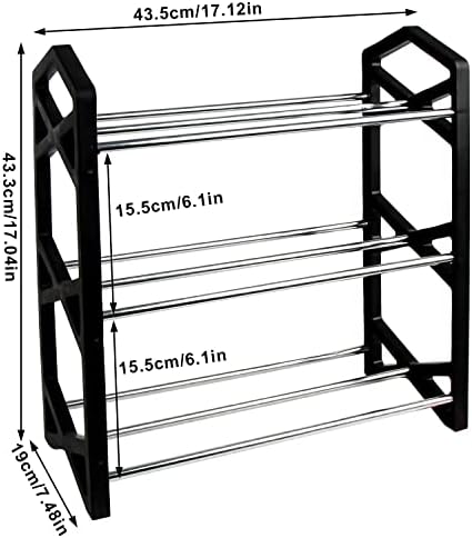 VEYLIN Shoe Rack, Shoe Rack 3 Tier Shoe Rack Small Shoe Organizers|Footware Storage| Quick Assembly|
