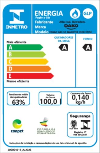 Fogão 5 Bocas Dako Magister Style Espelhado com Mesa Inox Bivolt