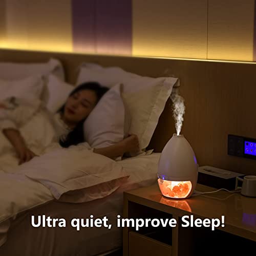 Mamibot Cool Mist Humidifiers For Bedroom, 3-In-1 Essential Oil Diffuser With 500Ml Water Tank, Ultrasonic Air Vaporizer With 2 Changing Himalaya Salt Light, Up To 6H, Auto Shut-Off, White+Pink #TOP5