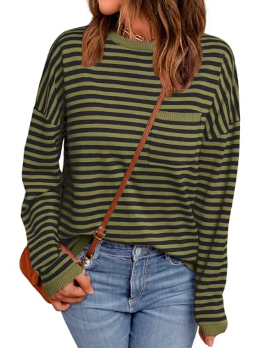 Image of LILLUSORY Womens Striped Lightweight Sweaters 2026 Fall Fashion Outfits | Cozy Knit, Work Office Pullover Crewneck Pullover, Cute Teacher Clothing, Old Money Clothes, Ladies Trendy Long Sleeve Tops