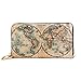 Produktbild JHGFG Mode Handtasche Reißverschluss Brieftasche Echte alte befleckte Weltkarte datiert Telefon Kupplung Geldbörse Abendkupplung Blockieren Leder Brieftasche Multi Card Organizer