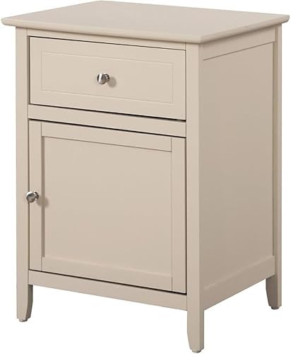 Glory Furniture Izzy Mesita de noche de madera maciza con 1 cajón1 puerta, color beige