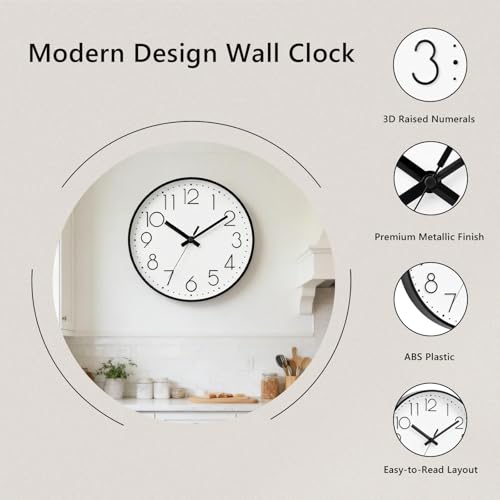 Image of DAXSMY Wall Clock 8 Inch White Decorative, Battery Operated Silent