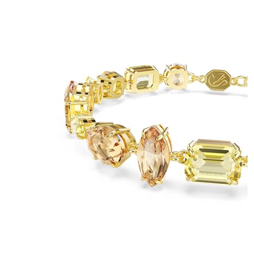 Swarovski Gema bracelet, Mixed cuts, Yellow, Gold-tone plated4