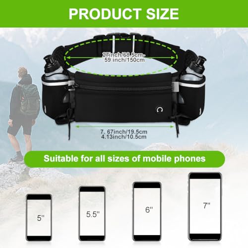 Flintronic Ceinture Running, Sac Banane Sport Belt avec 2 gourdes, Ceinture D’hydratation Réglable Homme Femme Smartphone Escalade Randonnée Voyage – vue 2