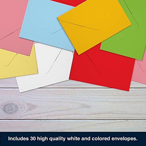 Dessie 30 Fun Thinking Of You Cards With Envelopes. 30 4X6 Inch Note Cards With Envelopes Set - Blank Inside. 6 Unique Designs. Assorted Color Envelopes And Gold Seals. Sturdy Storage Box #TOP4