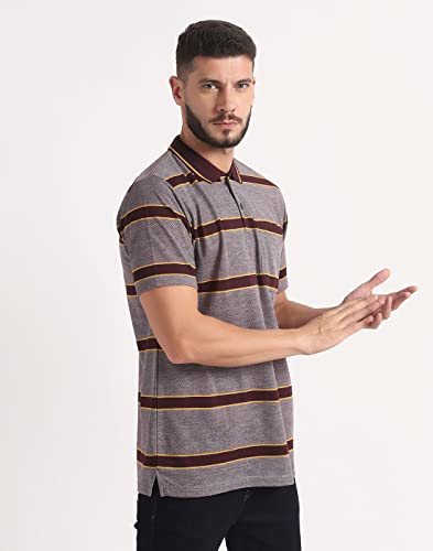 Image of INKKR Striped Men Polo Neck Half Sleeve T-Shirt