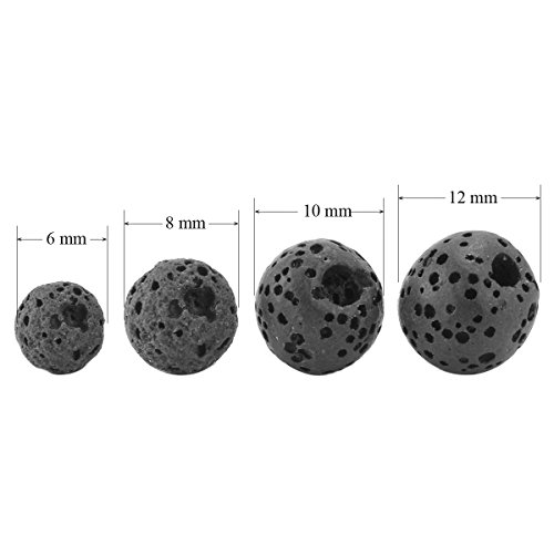 Image of BEADNOVA 8mm Color Lava Beads Natural Crystal Stone Gemstone Round Loose Energy Healing Beads for Jewelry Making (8mm, 48-50pcs, Black)