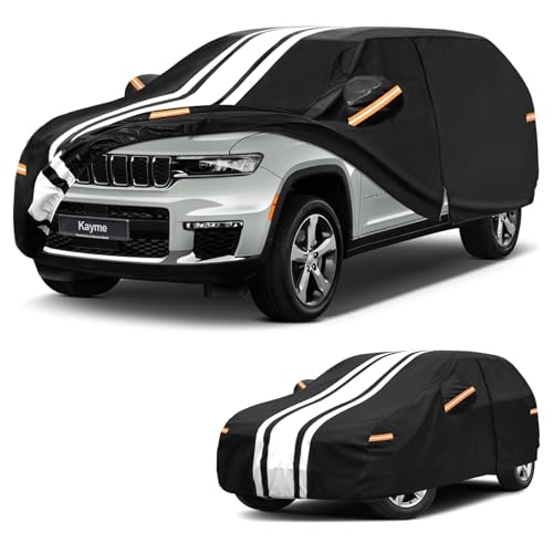 Image of Kayme Jeep Grand Cherokee Car Cover Waterproof All Weather for Automobiles | Custom Fit for Grand Cherokee (1992-2026), Gift with Tape /Towel, Outdoor Full Exterior Cover Rain Snow Sun UV Protection.