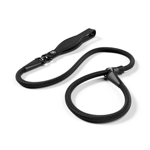 BullyBillows Laisse de Dressage pour Chien | Anti-tiraillement et Anti-Suffocation | 1,4 m avec lumière Active | Matériaux de Haute qualité | pour Chiens forts et Toutes Races |Noir