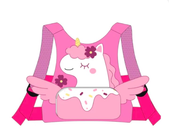 Dr.meter 3 in 1 Toddler Harness Leash + 8.2ft Anti Lost Wrist Link, Cute Unicorn Kids Safety Harness Tether for Girl, Child Protective Leashes While Walking for Outdoor Activity Keep Kids Close, Pink