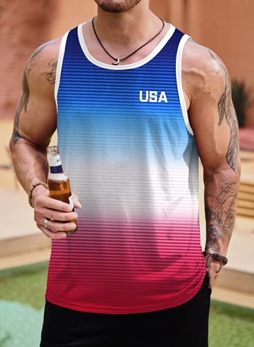 Image of VOGSTART Mens Hawaiian Beach Tank Tops Summer Vacation Muscle Top Graphic Sleeveless Shirts (S-3XL)