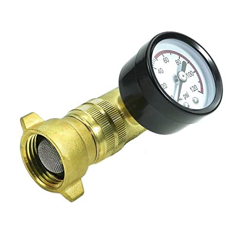 Mogankey Brass High Flow Rv Water Pressure Reducer Kit (40-50 Psi) With Filter & Gauge Head Gauge Monitoring Water Hose Pressure For Rv Campervans Caravan Trailers Rv Piping Systems (Non-Adjustable) #TOP6