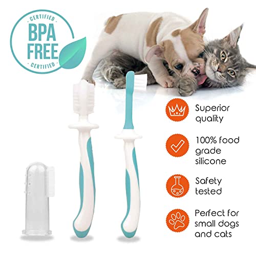 Cherish Baby Care Lot de 3 brosses à dents pour chien - Soins dentaires pour petits chiens et chats - Brosses à dents en silicone – Image 5