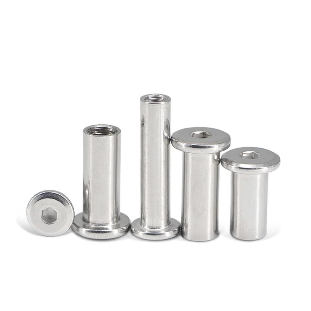 Cilky 10pcs/lot M4 M5 M6 Stainless Steel Flat Hex Hex Socket Head Furniture Rivet Connector Insert Joint Sleeve Cap Nut Metal Screws (Size : 8mm x10pcs, Color : M4)
