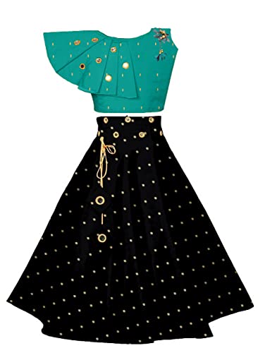 Lehenga Choli infantil en tafetán de seda y Jecquard de alta costura