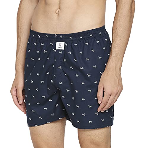 Image of Longies Cotton Mens Boxers Pack of 3 Regular Printed Shorts (LGBOXPO3VOO3 Black,Grey,Black3394 M)