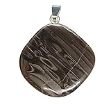 KRIO Scheibenstein Anhänger 925 Sterling Silber Öse – Natürlicher Therapiestein & Edelstein Schmuckanhänger – Damen & Herren Schmuckstein – Hochwertiges Geschenk (Zebraachat)