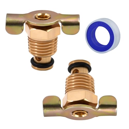 LEONTOOL 1/4 Air Compressor Drain Valve 2Pcs 1/4 NPT Air Hose Fitting with Wing Nut Handle, Portable Compressor Tank Drain Cock Air Tank Valve Water Line Adapter Petcock Valves for Home Improvement