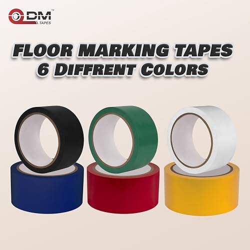 Image of DM TAPES Floor Marking Tape for Safety | Self Adhesive Tape | Multipurpose Marking Tape, for Warehouses and Commercial Use | (Black)