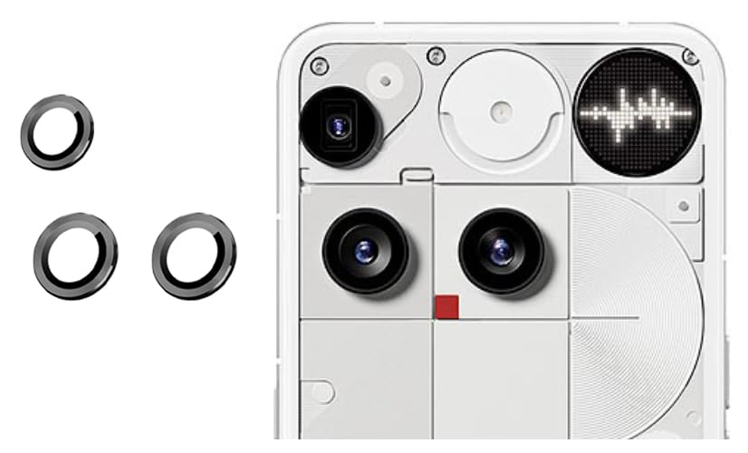 Image of imluckies Camera Ring Lens Protector (Aluminum with Tempered Glass) Compatible for Nothing 3 - Black (Pack of 3 rings)