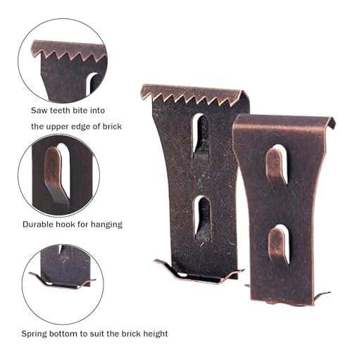Image of Brick Hooks for Hanging No Drill Outdoor Brick Hanger Brick Wall Clips Picture Hangers Fit 2-1 /4 to 2-3 /8 inch Height Metal Brick Clamps for Outside Home Decor (8Pcs)