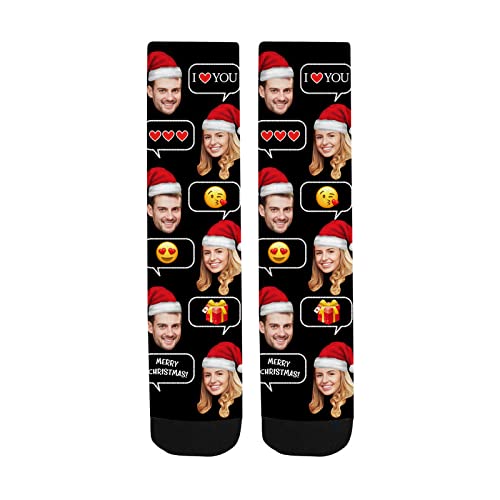 Face Socks Personalised, Photo Socks,Multiple Faces,Eomji,I Love You Text Put Your Face on Socks for Men,Women