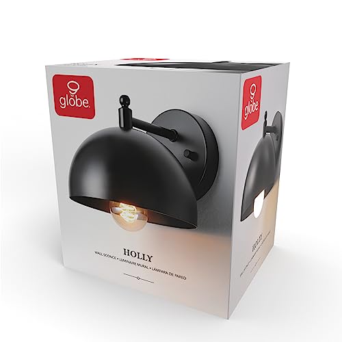 Globe Electric 65000047 1-Light Wall Sconce, Matte Black, Wall Lights for Living Room, Bedroom, Den, Mounted Bedside Lamp, Apartment Essentials, Dimmable, Lights for Apartment and Rentals by Globe Electric - Used condition - Image 9