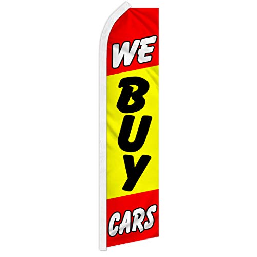 We Buy Cars Swooper Feather Flag - Great for Dealerships and Car Lots