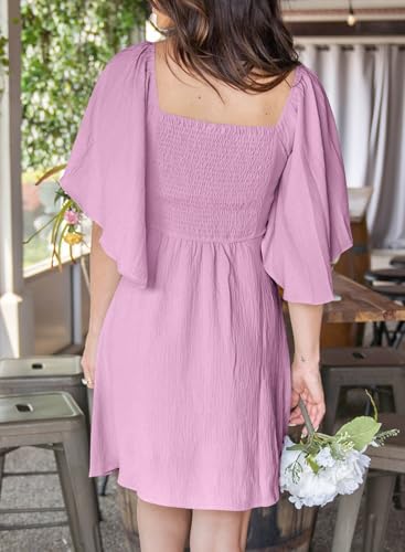 Image of Dokotoo Womens Dresses 2026 Deep V Neck Elegant Bow tie Mini Dress S-XL | Short Sleeve,V Neck,Graduation Party Dress,Elegant,Cocktail,Flowy Beach Vacation Wear,Casual Dress