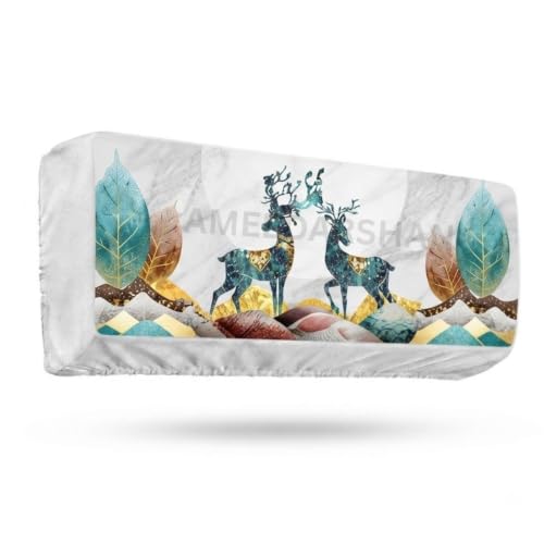 Image of Polyester Printed Air Conditioning Dust Cover Folding Designer Ac Cover For Indoor Split Ac 1.5 Ton (97X 31X 21 Cm ) (Deer)