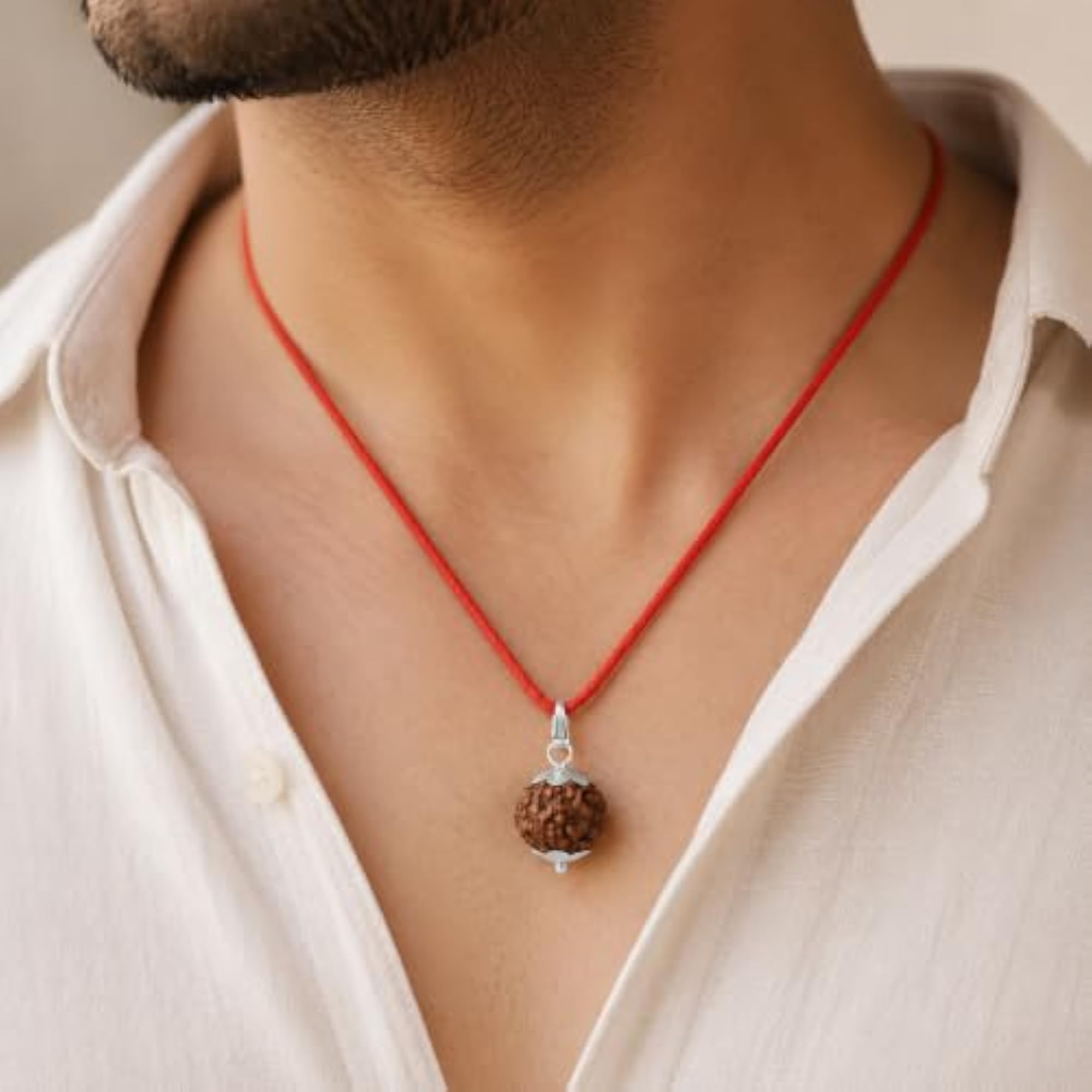 Nepali Rudraksha Pendant with Adjustable Thread Necklace