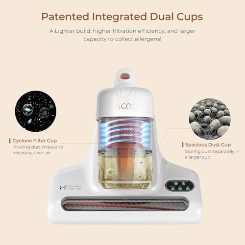 Image of JIGOO J200 Improve Sleep Mattress Vacuum Cleaner Uv Sanitizing, Deep Cleaning Bed Vacuum Non-Destructive Fabrics, 99.9% Effective Filtration for Allergy Sufferers